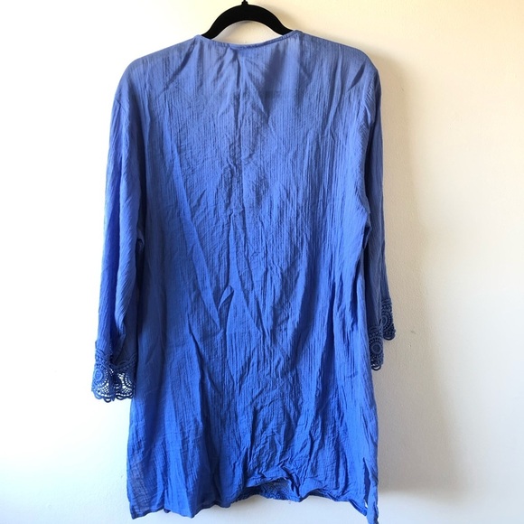 La Blanca Blue Embroidered Coverup Swim Tunic L - Picture 3 of 8